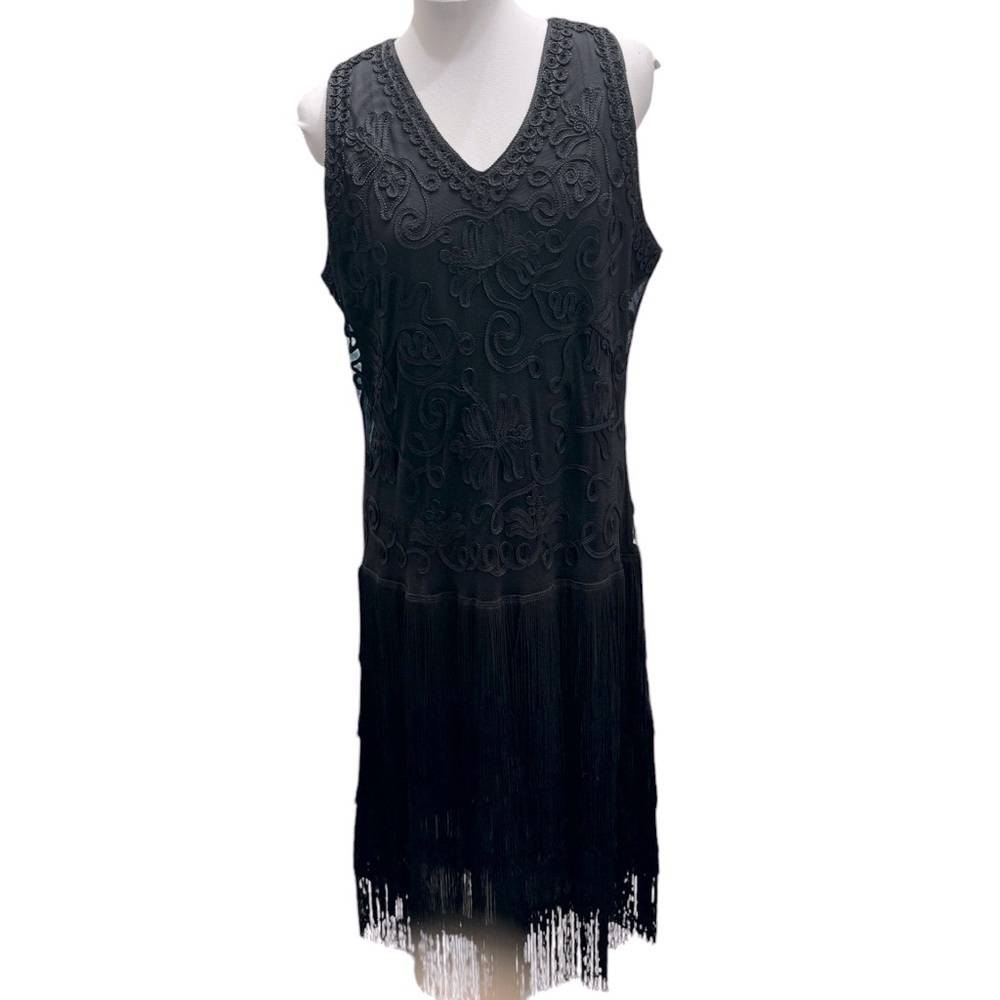 Vintage 20's‎ Style Flapper Fringe
Sheath Dress Black Large Krochetta